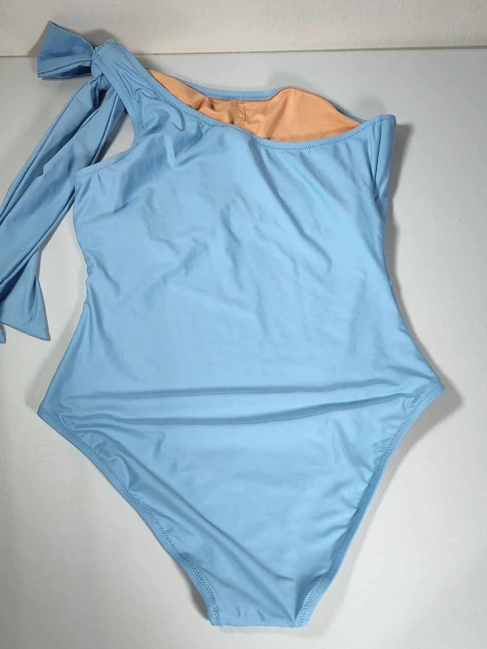 J. Crew Bow one-shoulder one-piece swimsuit light blue mist 12 - Picture 5 of 15